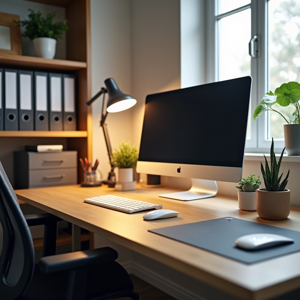 Functional workspace layout prioritizing workflow efficiency