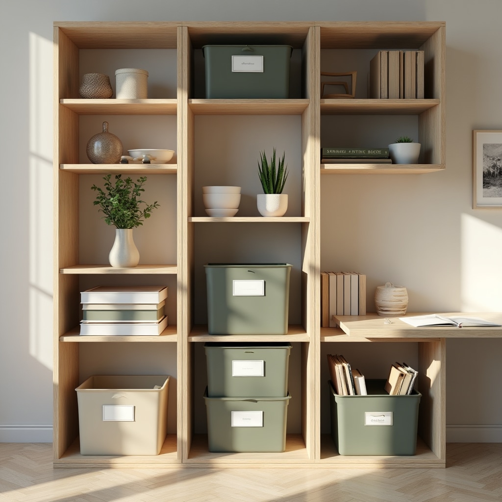 Organized office storage system with minimal clutter